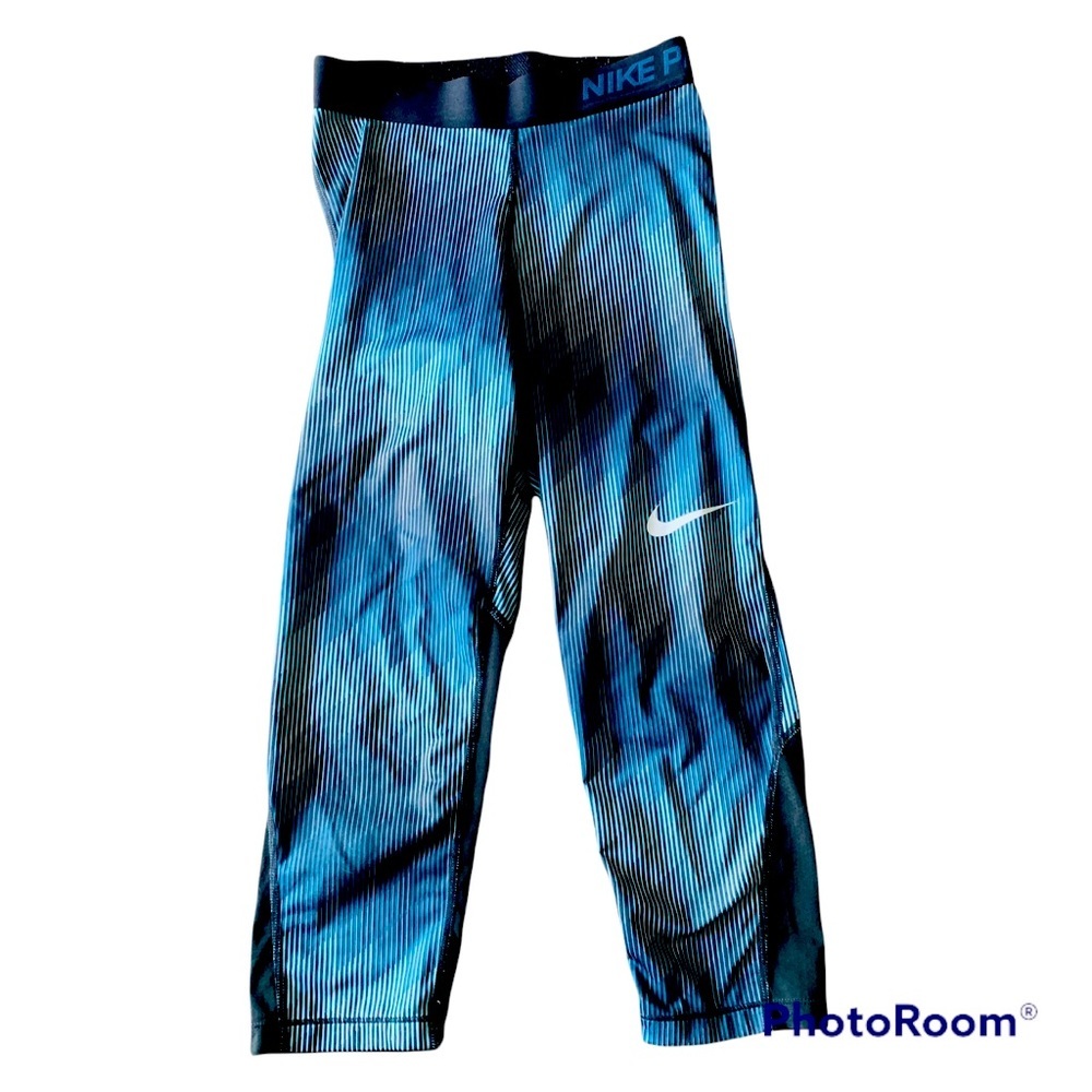 Nike Pro Xsmall striped blue black leggings Capri